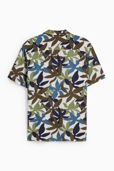 Home - Camisa - regular fit - coll solapa - mescla de lli - multicolor