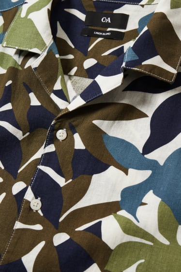 Home - Camisa - regular fit - coll solapa - mescla de lli - multicolor