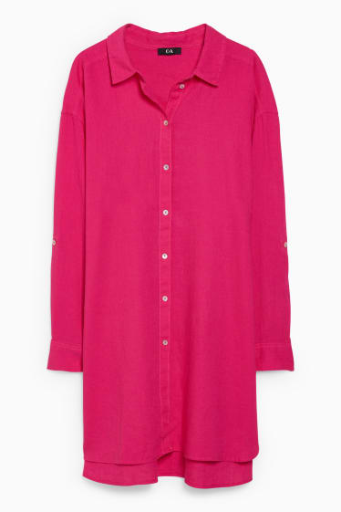 Damen - Bluse - Leinen-Mix - pink