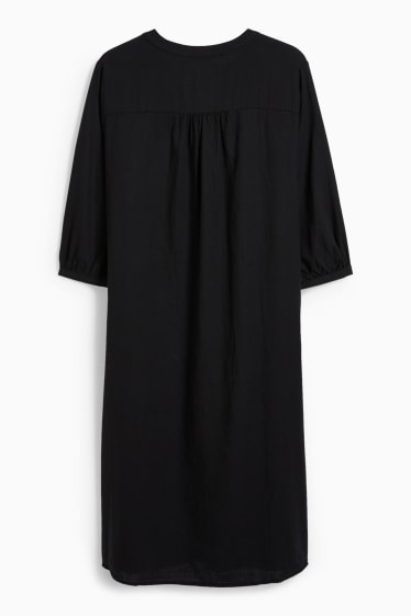 Femmes - Robe-chemisier - lin mélangé - noir