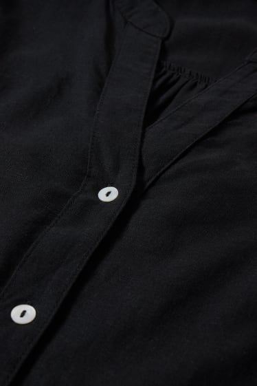 Femmes - Robe-chemisier - lin mélangé - noir