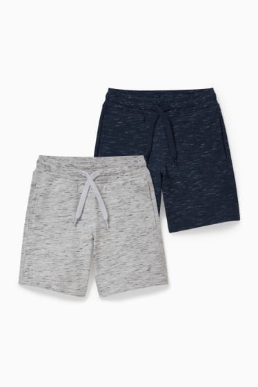 Enfants - Lot de 2 - shorts en molleton - gris clair chiné