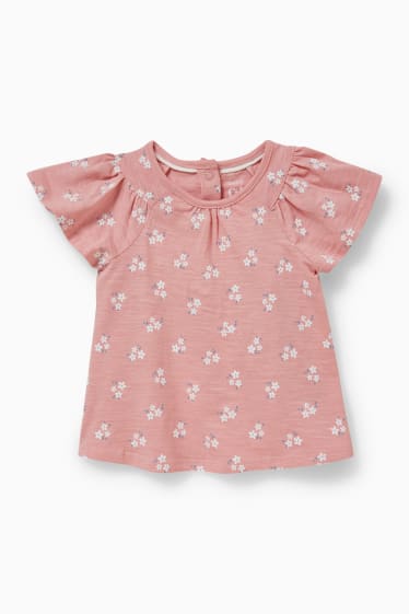 Babies - Baby short sleeve T-shirt - floral - pink