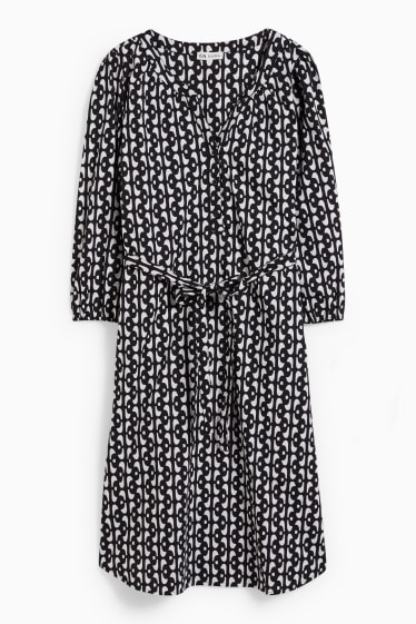 Dames - Voedingsblousejurk - met patroon - zwart