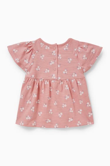 Bebeluși - Tricou cu mânecă scurtă bebeluși - cu flori - roz