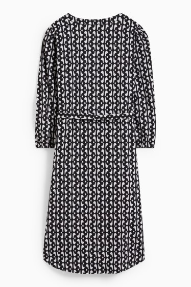 Dames - Voedingsblousejurk - met patroon - zwart