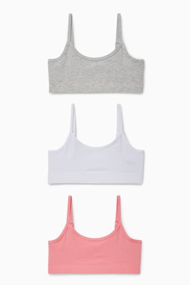 Enfants filles - Lot de 3 - brassières - blanc / rose