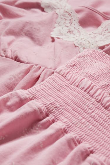 Damen - Still-Pyjama - geblümt - pink