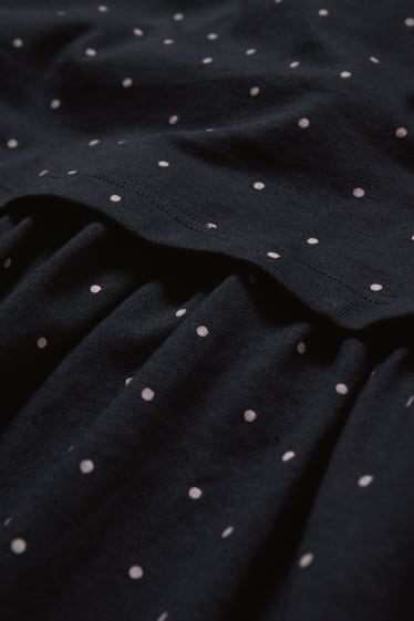 Femmes - Ensemble - chemise de nuit d'allaitement et robe de chambre - à pois - bleu foncé