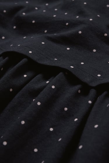 Donna - Set - camicia da notte per allattamento e vestaglia - a pois - blu scuro