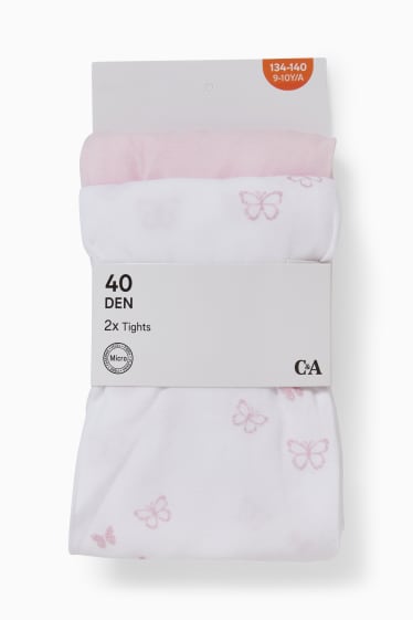 Enfants - Lot de 2 paires - collants fins - 40 DEN - rose