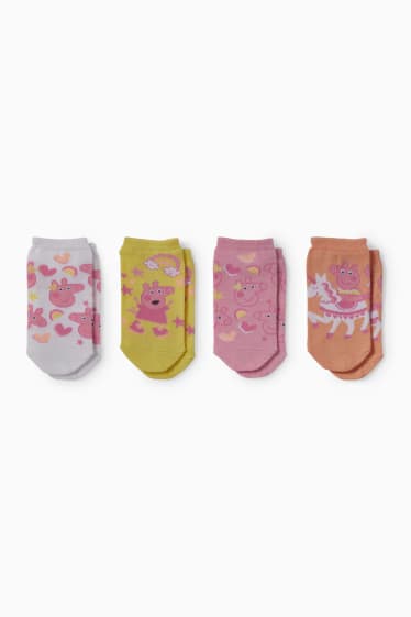 Children - Multipack of 4 - Peppa Pig - trainer socks with motif - orange