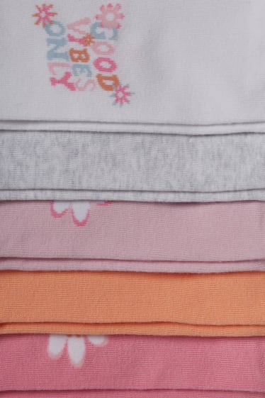 Enfants - Lot de 5 paires - fleurs - socquettes de sport à motif - rose