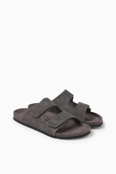 Men - Sandals - faux suede - dark gray