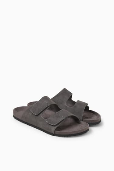 Herren - Sandalen - Velourslederimitat - dunkelgrau