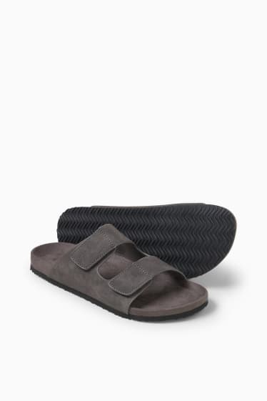 Herren - Sandalen - Velourslederimitat - dunkelgrau