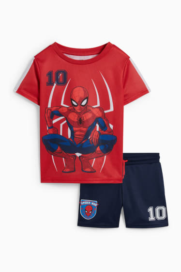 Dzieci - Spider-Man - zestaw - koszulka z krótkim rękawem i szorty - 2 części - czerwony
