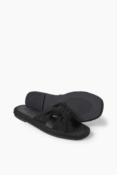 Damen - Sandalen - Velourslederimitat - schwarz