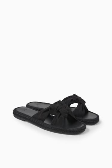 Damen - Sandalen - Velourslederimitat - schwarz