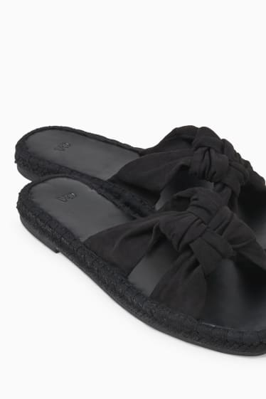 Damen - Sandalen - Velourslederimitat - schwarz