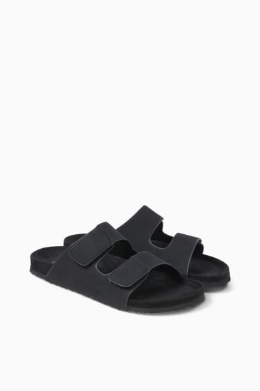 Herren - Sandalen - Velourslederimitat - schwarz