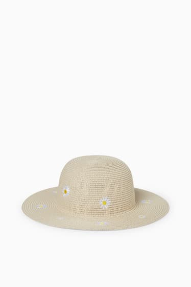 Femmes - CLOCKHOUSE - chapeau de paille - à fleurs - beige clair