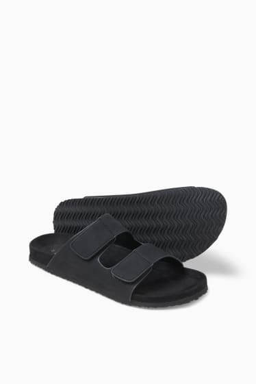 Herren - Sandalen - Velourslederimitat - schwarz