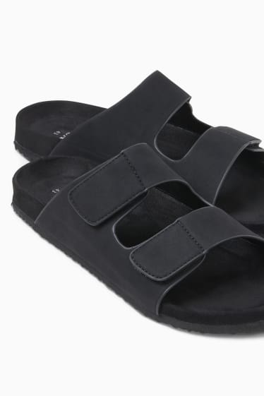 Herren - Sandalen - Velourslederimitat - schwarz