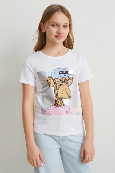 Enfants filles - BORED APE - haut manches courtes - blanc