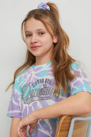 Kinderen - Set - T-shirt en scrunchie - 2-delig - mintgroen