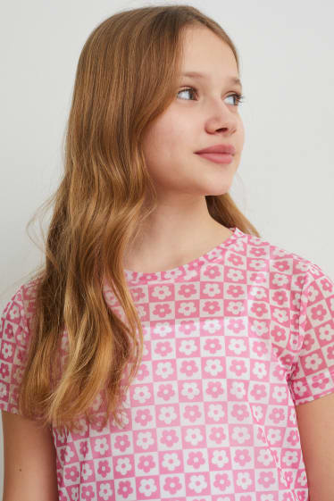 Children - Set - short sleeve T-shirt and top - 2 piece - pink