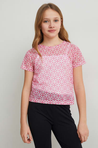 Children - Set - short sleeve T-shirt and top - 2 piece - pink