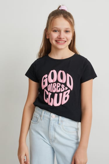 Kinderen - Set - T-shirt en scrunchie - zwart