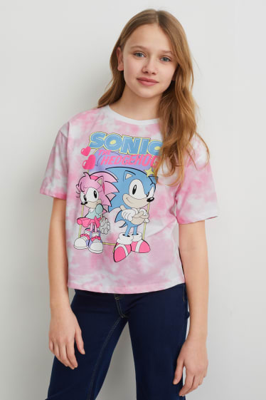 Dětské - Ježek Sonic - tričko s krátkým rukávem - bílá/růžová