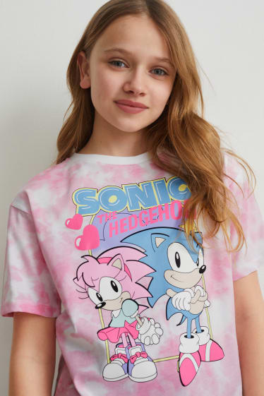 Dětské - Ježek Sonic - tričko s krátkým rukávem - bílá/růžová