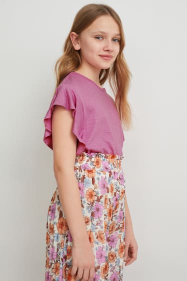 Niños: niñas - Camiseta de manga corta - brillos - violeta claro