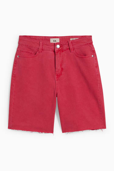 Damen - Jeans-Bermudas - High Waist - LYCRA® - pink