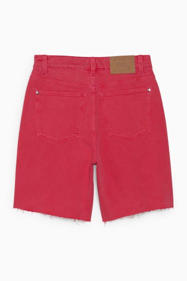 Donna - Bermuda di jeans - vita alta - LYCRA® - fucsia