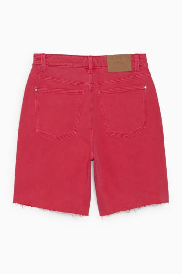 Women - Denim Bermuda shorts - high waist - LYCRA® - pink