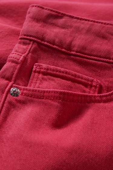 Women - Denim Bermuda shorts - high waist - LYCRA® - pink