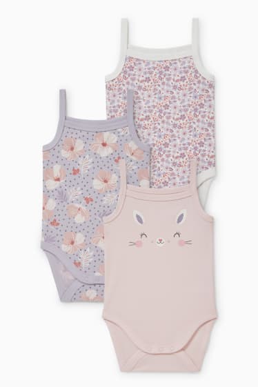 Bébés - Lot de 3 - bodys bébé - à fleurs - rose