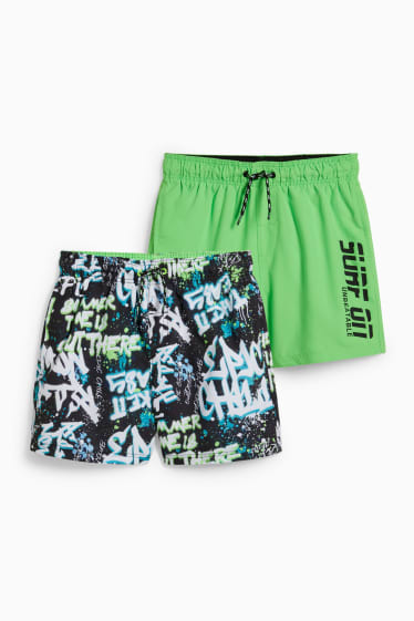 Enfants - Lot de 2 - shorts de bain - vert clair