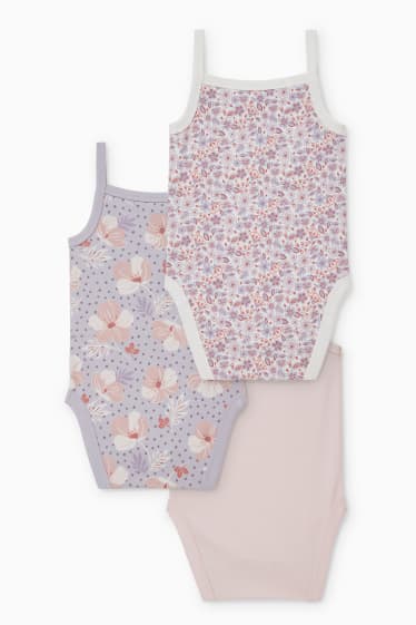 Bébés - Lot de 3 - bodys bébé - à fleurs - rose