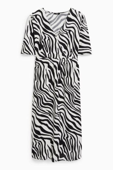 Women - Wrap dress - patterned - black / white