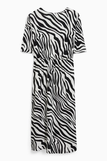 Femmes - Robe croisée - à motif - noir / blanc