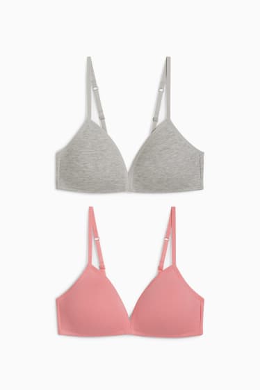 Bambini - Confezione da 2 - reggiseno senza ferretti - imbottito - fucsia