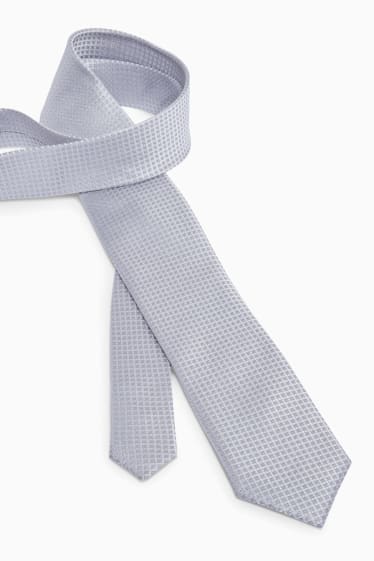 Mężczyźni - Krawat z jedwabiu - jasnoszary-melanż