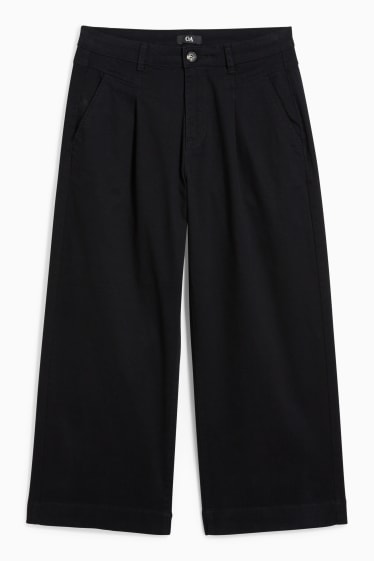 Donna - Pantaloni di stoffa - vita alta - gamba larga - nero