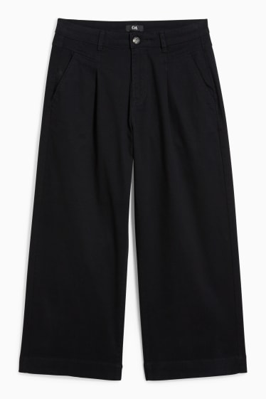 Femmes - Pantalon de toile - high waist - wide leg - noir