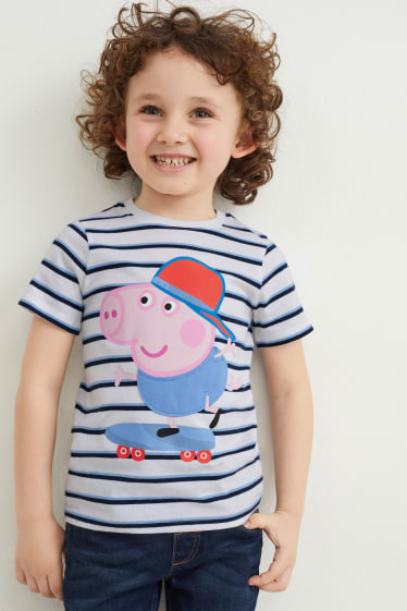 Kinder - Peppa Wutz - Kurzarmshirt - gestreift - weiß